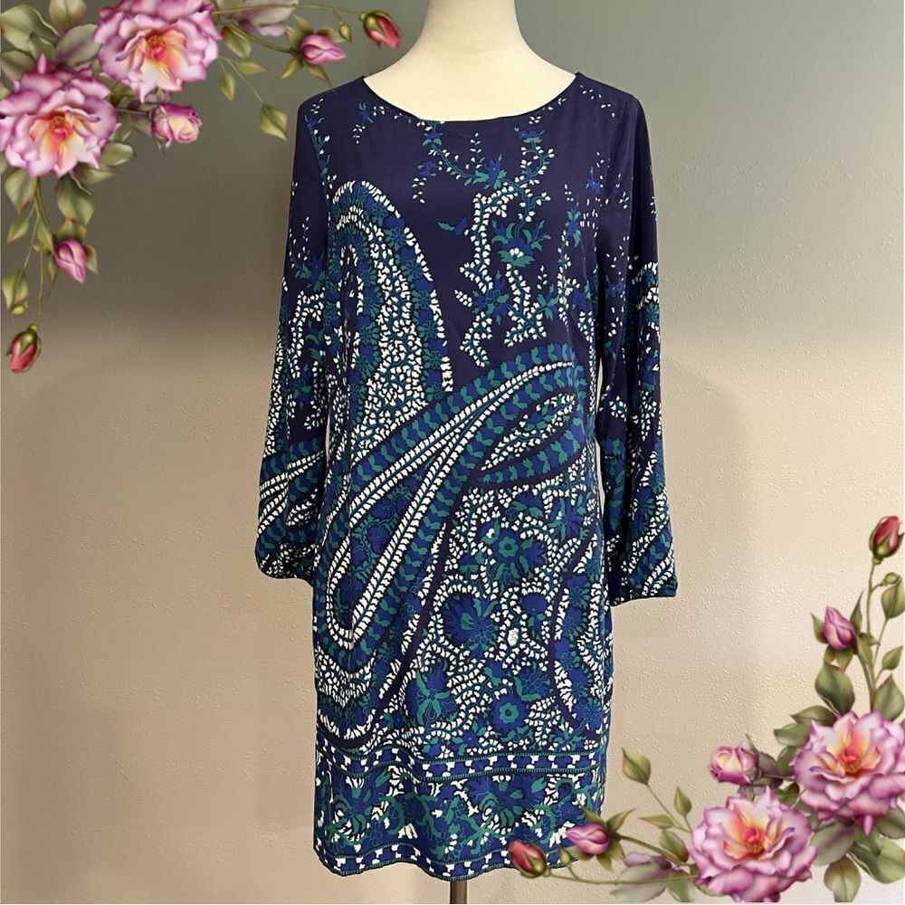 Old Navy paisley print long sleeve‎ knee length fall colors dress size L Large
